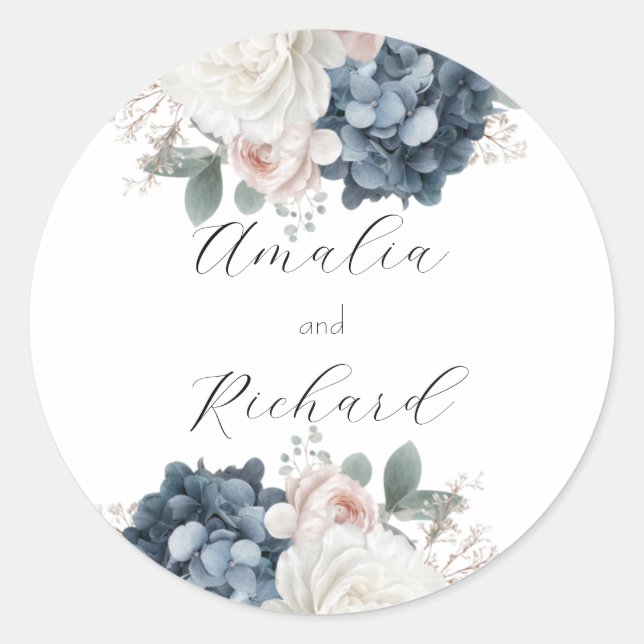 Autocollant de mariage personnalisé à motif floral (Devant)