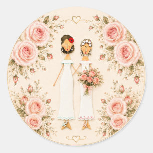 Autocollant de mariage pour deux mariées