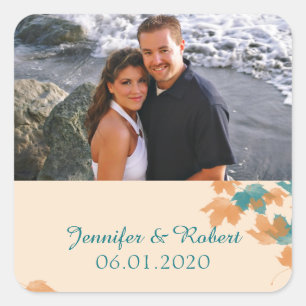 Autocollant de mariage pour Maple Leaf Orange Aqua