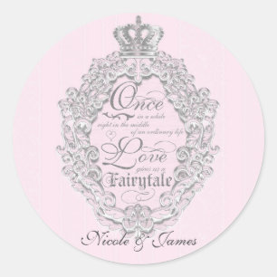 Autocollant de mariage rose princesse vintage cont