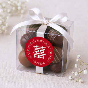 Autocollant de mariage rouge Double Happiness