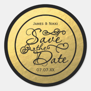 Autocollant de mariage SAVE THE DATE en feuille do