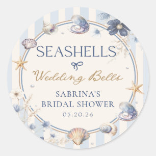 Autocollant de mariage Seashells & Wedding Bells