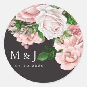 Autocollant de mariage vintage rose