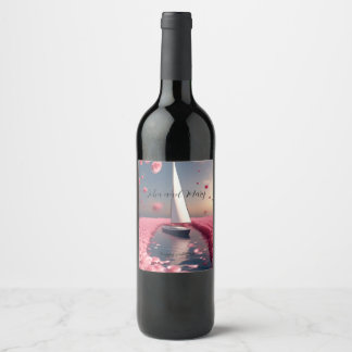 Autocollant de mariage voilier fleur rose