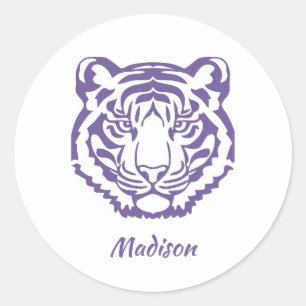 Autocollant de mascotte de l'école Purple Tiger