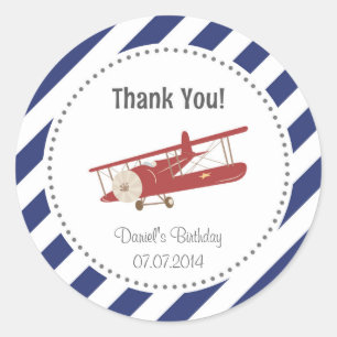 Autocollant de Merci d'anniversaire d'avion
