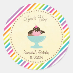 Autocollant de Merci d'anniversaire de crème