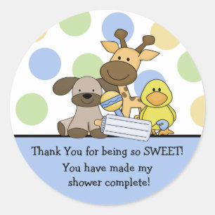 Autocollant de Merci de baby shower d'animaux de