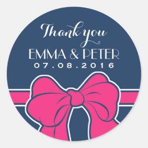 Autocollant de Merci Mariage bleu rose marine