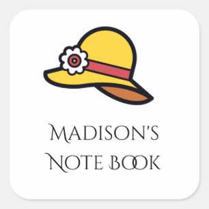 Autocollant de modèle de casquette jaune de nom pe