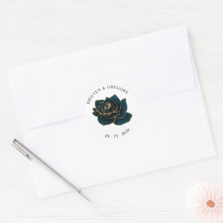 Autocollant de monogramme aquarelle or et vert
