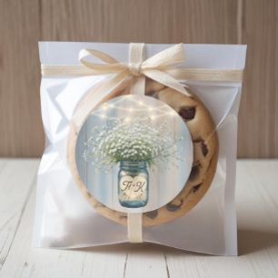 Autocollant de monogramme de mariage rustique
