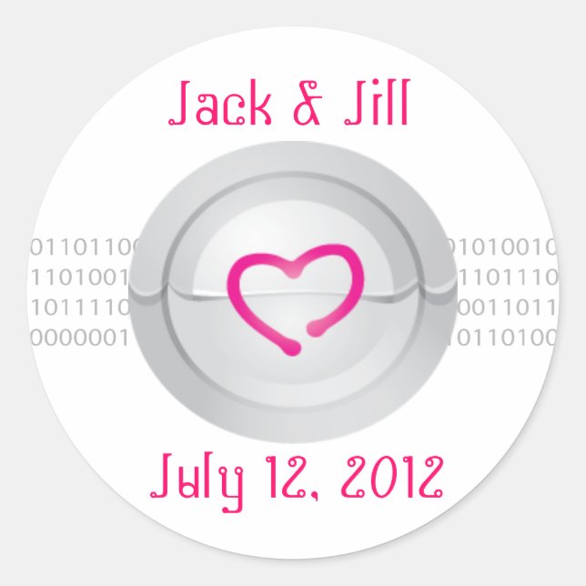 Autocollant de monogramme Robot Love (Devant)