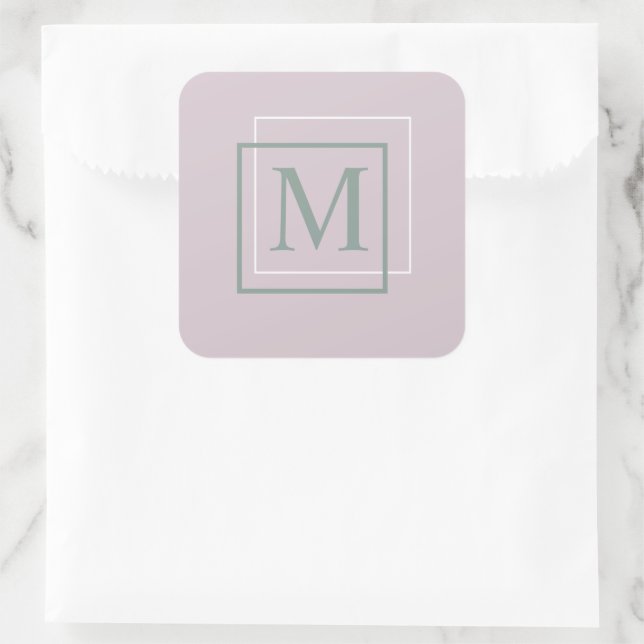 Autocollant de monogramme violet pastel moderne (Sac)