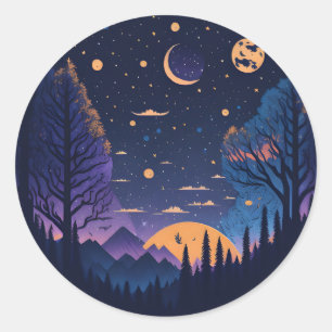 Autocollant de montagne de la nuit violette