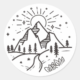 Autocollant de montagne et lac