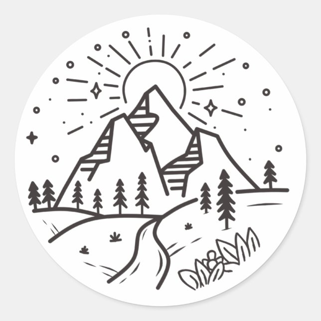 Autocollant de montagne et lac (Devant)