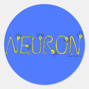 Autocollant de neurone - bleu et jaune