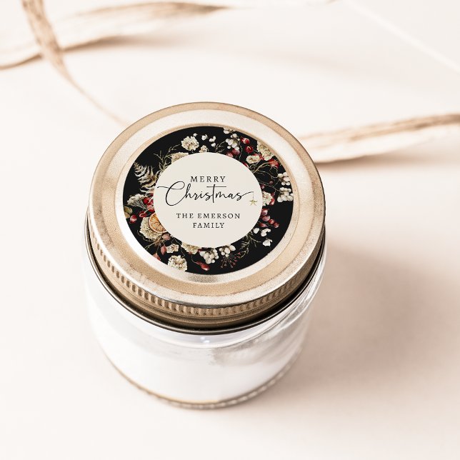 Autocollant de Noël à la verdure noire (Black Greenery Christmas Sticker
)