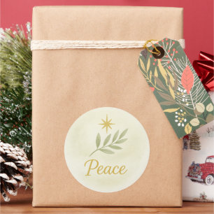 Autocollant de Noël à l'aquarelle «Paix»
