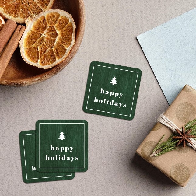 Autocollant de Noël à motif bois rustique vert (Créateur téléchargé)