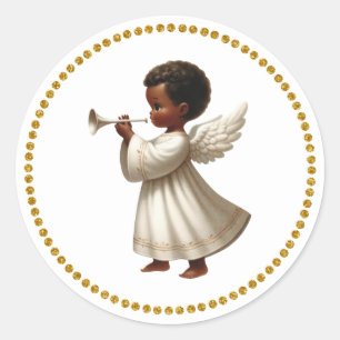 Autocollant de Noël Ange Africain-Américain