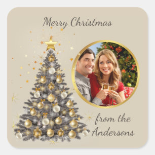 Autocollant de Noël avec photo - Style élégant