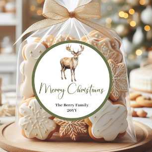 Autocollant de Noël Boho Earthy avec nom de famill