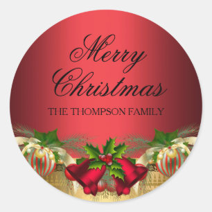 Autocollant de Noël Cloches et Baubles Rouge Or