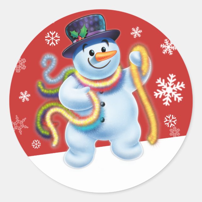 Autocollant de Noël de bonhomme de neige et de (Devant)