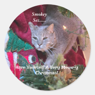 Autocollant de Noël de chat