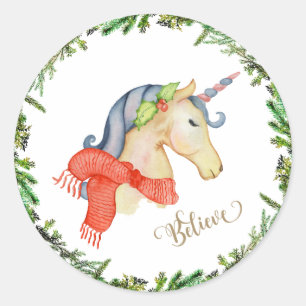 Autocollant de Noël de licorne