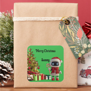 Autocollant de Noël de robot mignon de vacances