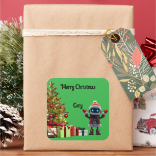Autocollant de Noël de robot mignon de vacances