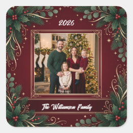 Autocollant de Noël Famille Verdure de Bourgogne