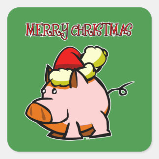 Autocollant de Noël Joyeux porc