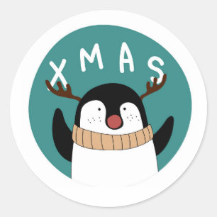 AUTOCOLLANT DE NOËL MANCHOT FANTAISISTE 