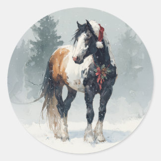 Autocollant de Noël Paint Horse