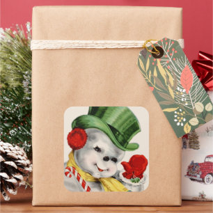 Autocollant de Noël Retro Vintage snowman