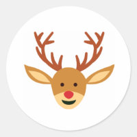 Autocollant de Noël Rudolf le renne au nez rouge