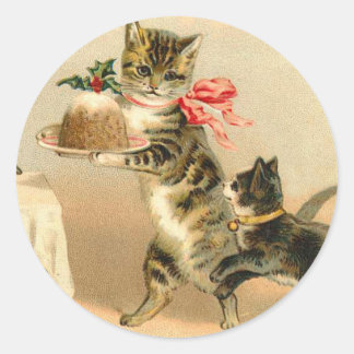 autocollant de Noël vintage Kitten