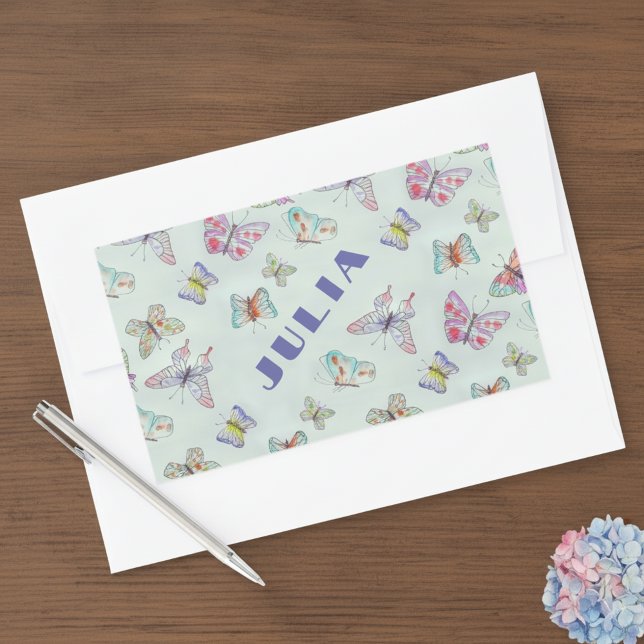 Autocollant de nom de papillons mignons - Set de q (Custom Name Sticker with cute butterflies 🦋)