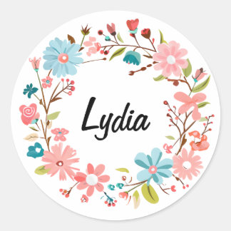 Autocollant de nom floral personnalisé - cadeau