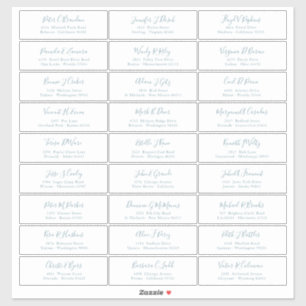 Autocollant de noms d'invités de script bleu pouss