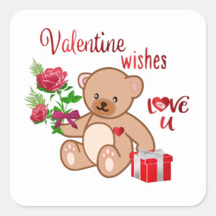 Autocollant de nounours de la Saint-Valentin