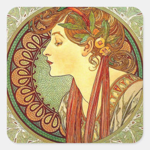 Autocollant de Nouveau d'art d'Alphonse Mucha