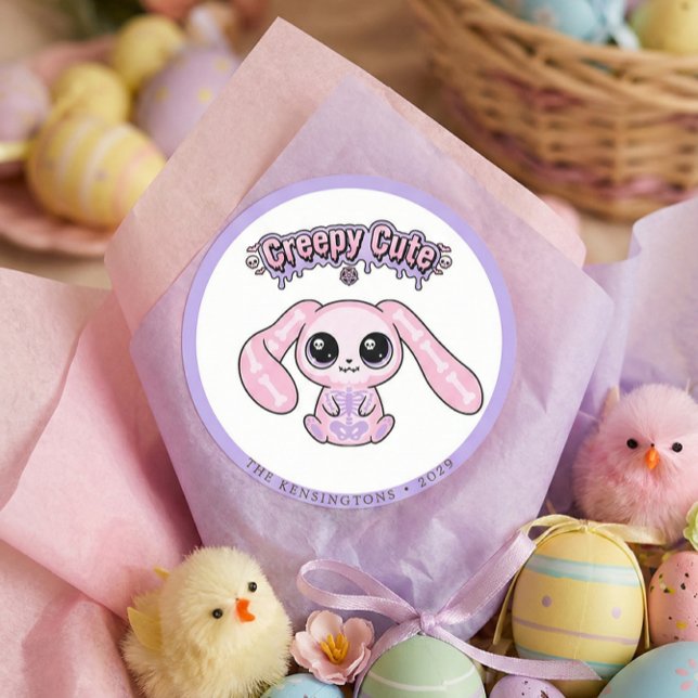 Autocollant de Pâques de lapin gothique pastel mig (Creepy Cute Pastel Goth Bunny Easter Sticker)