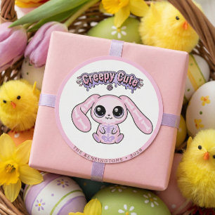 Autocollant de Pâques de lapin gothique rose migno