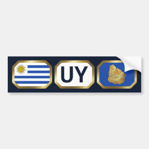 Autocollant de pare-chocs uruguayen Carte Drapeau